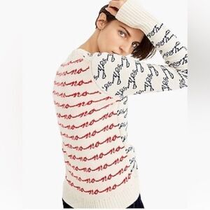 J Crew Crewneck colorblock merino sweater in jacquard "Yes/No"